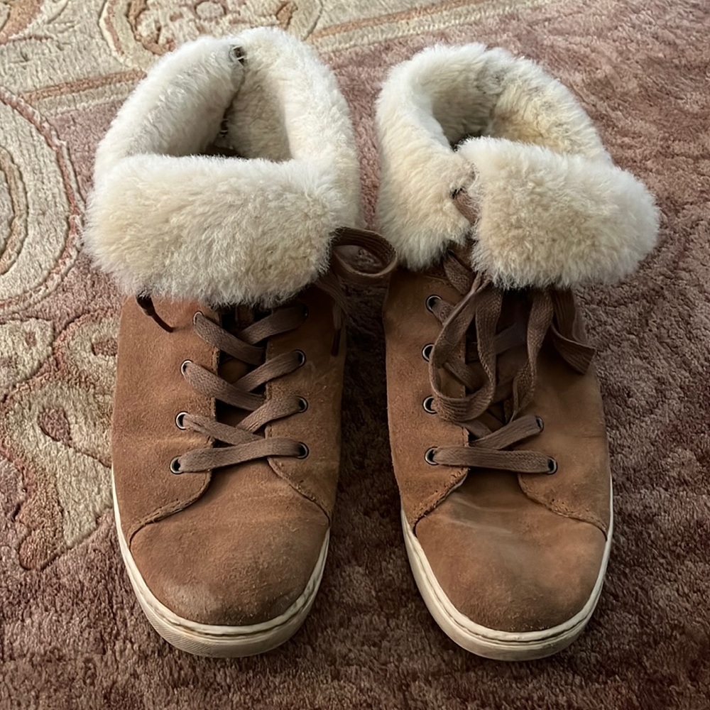 UGG CROFT HIGH TOP SNEAKER CHESTNUT BOOT BOOTIE SHEEPSKIN LEATHER SZ 12